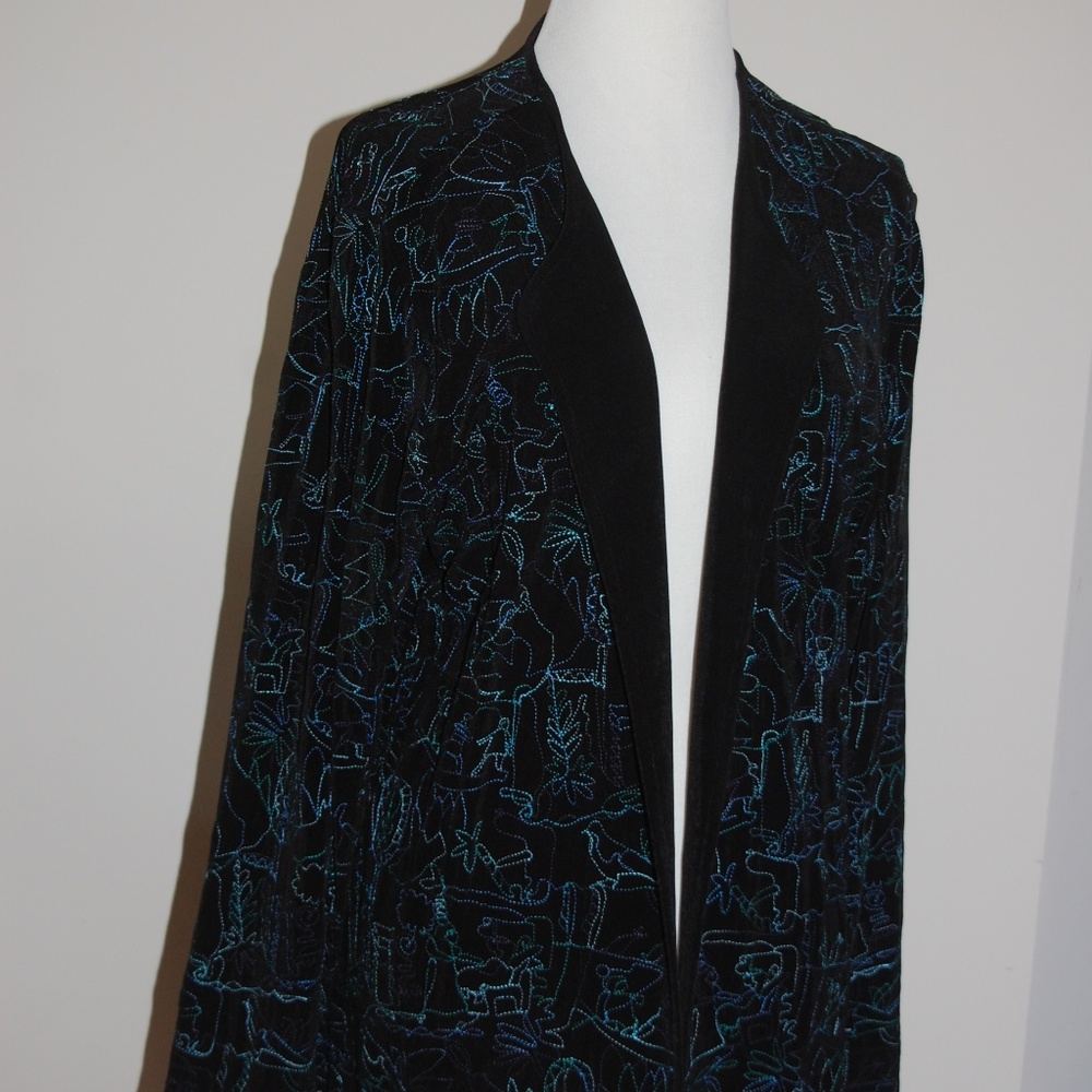 Chico's Travellers jacket black/blue/green NWT sz 2 (12/14)